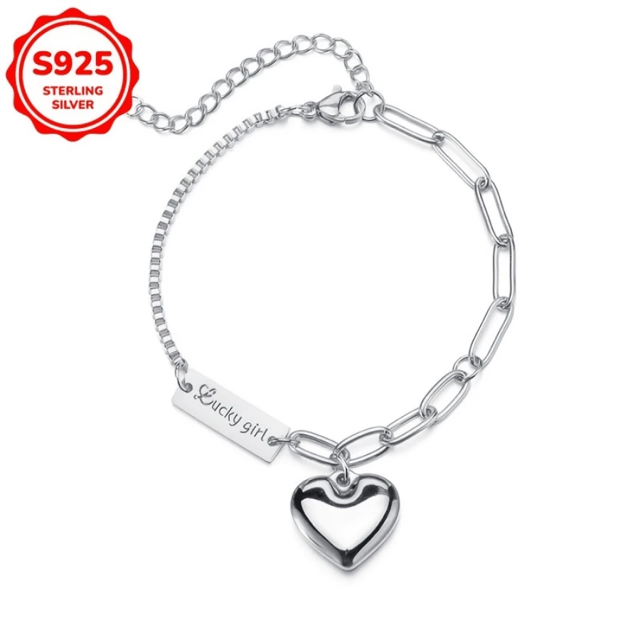 925 Silver Premium Touch Love Foot Chain Lucky Lady Gift - White Golden - View 1