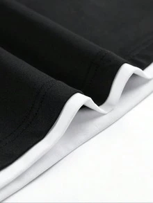 Simple Studio | Nova Chegada Camiseta Casual Masculina com Estampa de Letra de Manga Curta | Adequada para o Verão | Confortável e Respirável | Estilo - Preto - Visão 6
