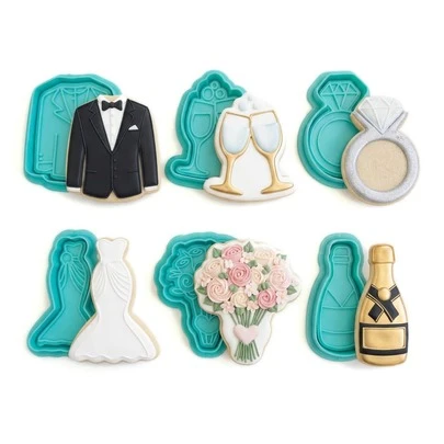 AG MANUALIDADES Set de Cortadores de Galletas con Marcador para Boda