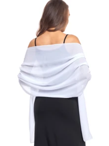 Chiffon Shawl Wrap, Suitable For Brides, Weddings, Formal Dresses And Special Occasions - White - View 2