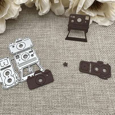 Camera Photo Cutting Dies Card Making Die Stencil Carbon Steel Die Cuts Scrapbooking Embossing Template Metal Dies For Greeting Cards Craft Paper Album Invitation Gift Decor