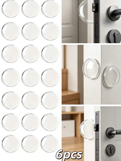 3/6/12pcs Transparent Silicone Anti-Collision Pads, Self-Adhesive Multi-Purpose Anti-Collision Wall Stickers. Protect Against Bumps And Scratches, Reduce Noise, Easy To Install, Suitable For Baby Room Door Handles, Wall Protection, Door Stoppers, Baby Proofing, Door Protectors