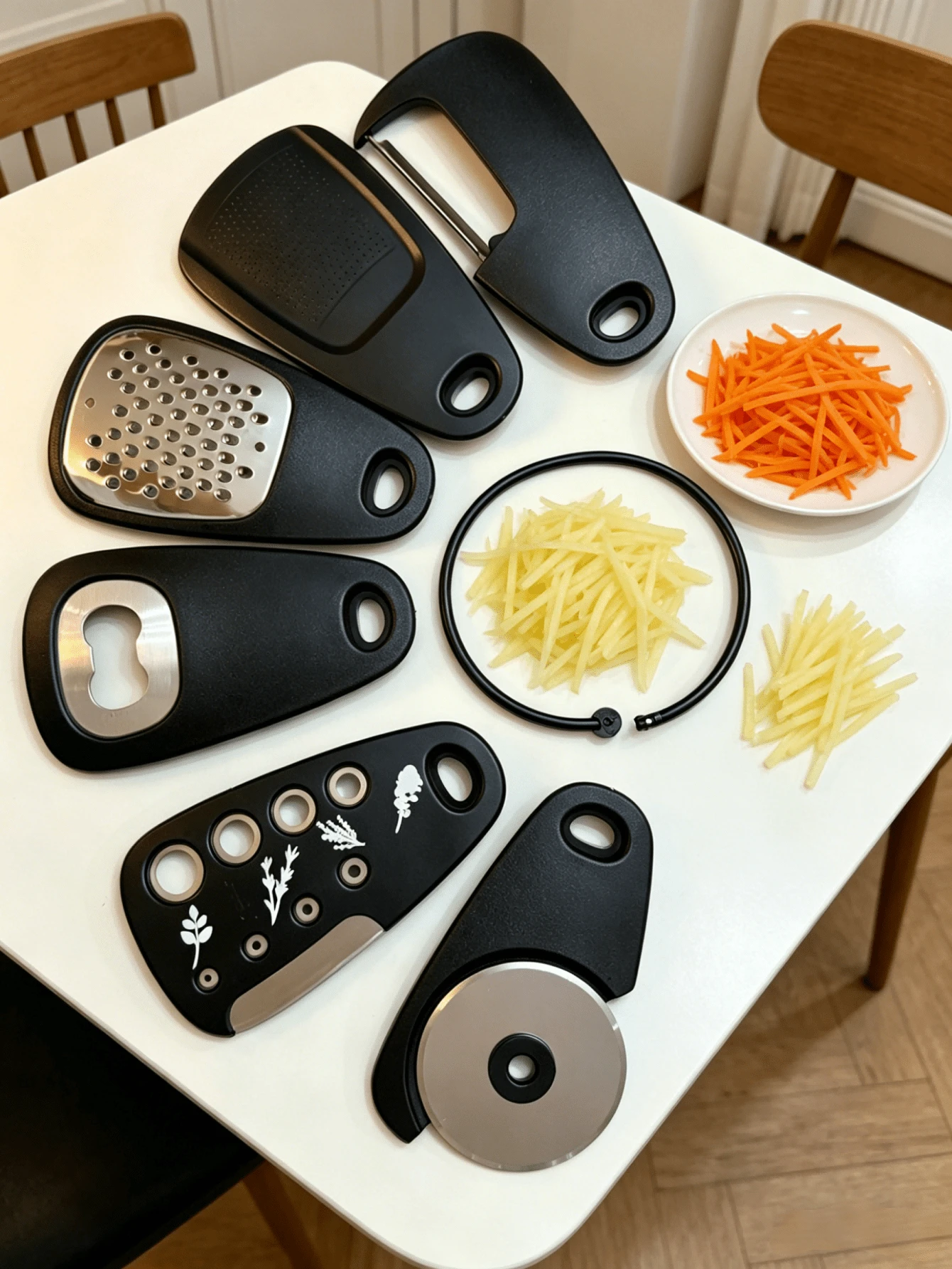 6pcs Kitchen Tool Set, Including Cheese Opener, Vegetable Peeler, Pizza Cutter, Garlic Press, Herb Stripper And Other Kitchen Accessories - Multicolor - View 1