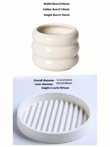 白色陶瓷花盆带托盘，北欧简约奢华兰花多肉植物小花盆带底座，简约白色家居创意绿植花盆 - multicolour - 查看 6