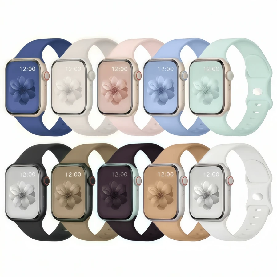 Bộ 10 dây đeo đồng hồ thể thao bằng silicon mềm mại, tương thích với Apple Watch 38mm 40mm 41mm 42mm 44mm 45mm 46mm 49mm, phù hợp với các dòng Watch Series 10, SE, 9, 8, 7, 6, 5, 4, 3, Ultra, bộ quà tặng thời trang cần thiết cho người yêu thích thể thao.