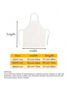 1pc Customizable Linen Kitchen Apron - Personalized Design, Photo Or Text - Durable Woven Polyester Cooking Apron - Multicolor - View 3