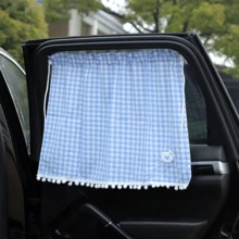 1 Set Karomuster Seitenfenster Sonnenschutz. Atmungsaktives Gewebe blockiert UV und Hitze, erhöht Privatsphäre. Einfache Hakenmontage, passt für die meisten Fahrzeuge, praktische Sommer Auto Dekoration. - Mehrfarbig - Übersicht 13