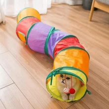 Multifunction Rainbow Foldable & Portable Pet Tunnel Toy, Durable Cat Toy For Active Cats And Small Dogs, Cat Tunnel For Hide And Seek Game To Consume Energy, Includes Hanging Toys For Interactive Pet Entertainment, Gift Set - Multicolor - View 1