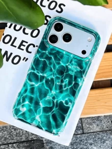 Funda de teléfono suave con textura ondulada asimétrica de color azul y rojo rosa, estilo veraniego, a prueba de golpes y protectora, para iPhone 17 Pro Max, 17 Pro, 16, 15, 14, 13, 12 Pro Max, 14, 15, 16 Plus, 11, 15, 16, 17 - olas del mar - Ver 5