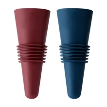 2pcs Soft Silicone Wine Bottle Stopper With Handle, Wine & Champagne Bottle Sealer Preserver - Multicolor - View 9