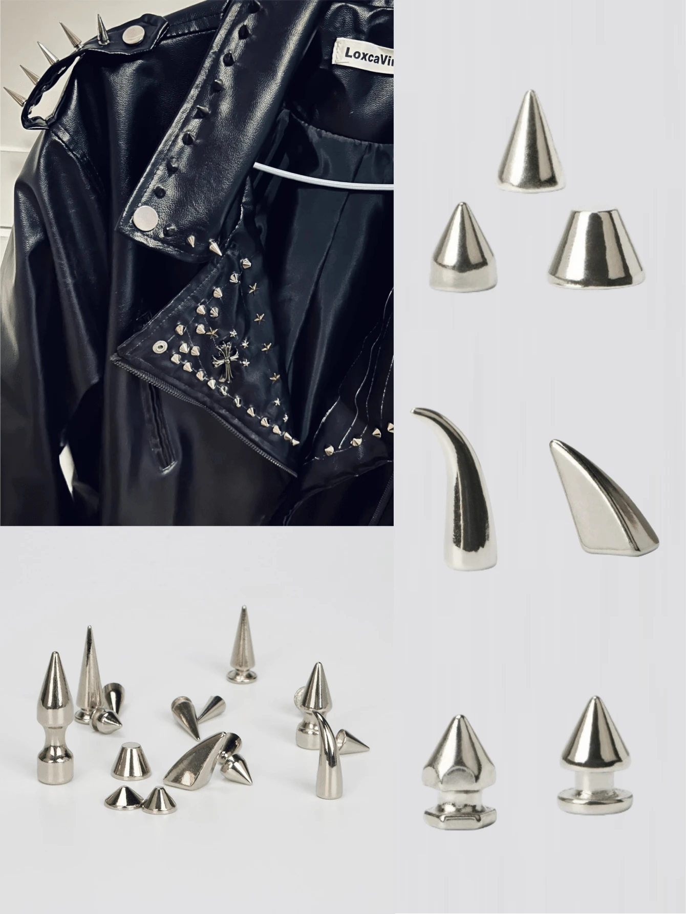 10pcs Bullet-Shaped Zinc Alloy Rivets, Gothic Punk Metal Spikes