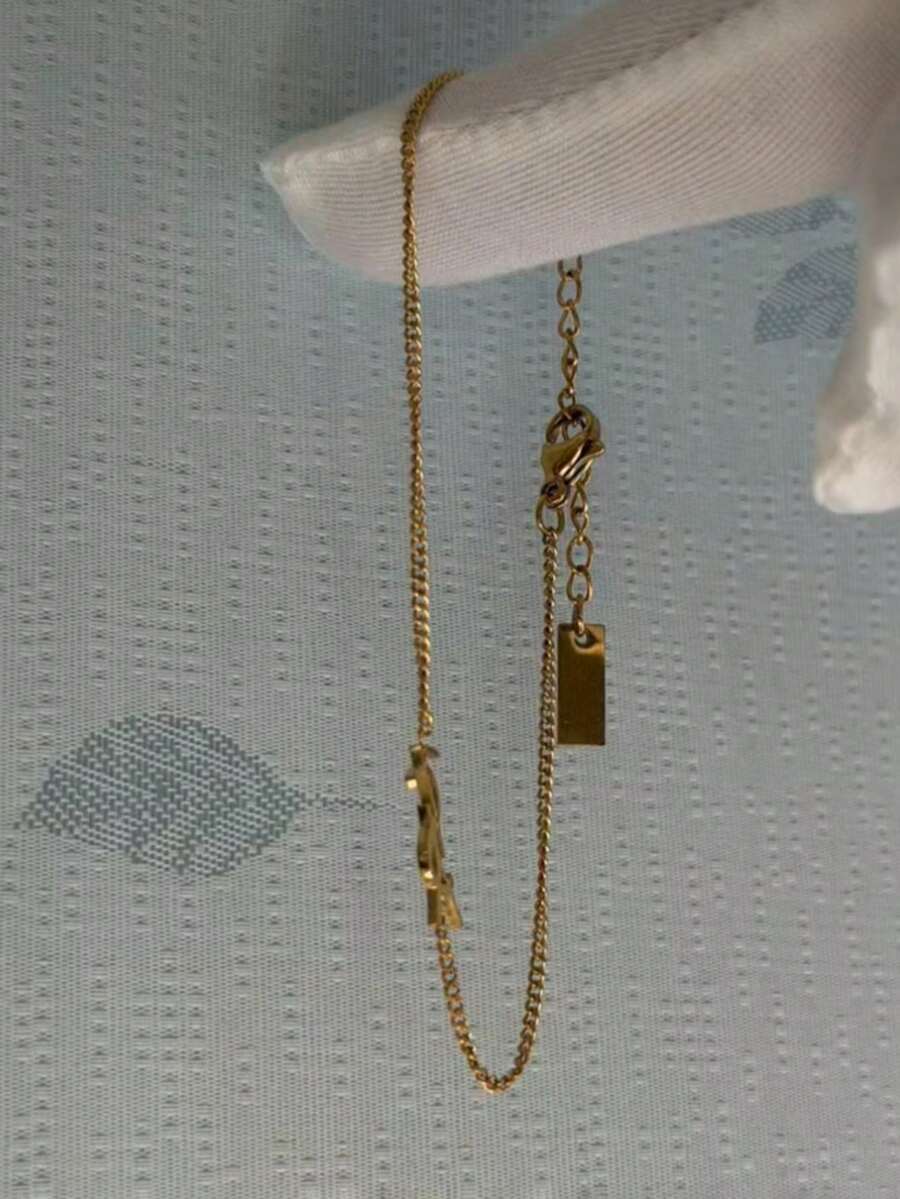 1件亮蓝色镂空方形蕾丝不锈钢手链 - 优雅时尚女士饰品 - 簡約字母手鍊 - 查看 1