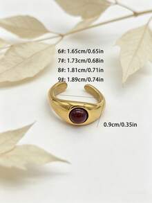 1枚优雅个性休闲时尚316不锈钢镀18K金绿松石戒指，男女皆宜的派对礼物 - 金色 - 查看 17