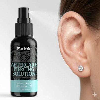 Farfnir Ear Care Spray For Piercings, 50ml / 1pc Or 2pcs. Gentle And Non-Irritating Care, Keeps Ear Piercings Clean And Fresh. Suitable For Daily Ear Piercing Cleaning, Instant Aftercare, Jewelry Changes, And More. Suitable For All Skin Types.
