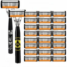 2026 Maquinilla de afeitar para hombres con cuchillas de precisión de 6 capas - Afeitadora facial que se ajusta al contorno para barbas, bigotes y vello facial - Para un afeitado suave y cómodo - Ideal para vello claro y para la rutina de arreglo personal - Multicolor - Ver 14