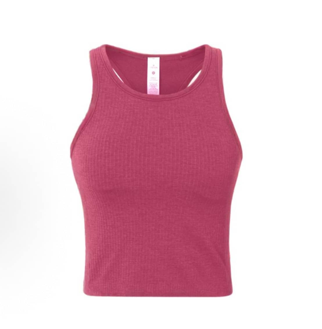 Camiseta de tirantes corta Ebb To Street de Lululemon | Construcción sin costuras | Textura acanalada minimalista | Sujetador incorporado con copas extraíbles | Absorción de humedad y estiramiento en cuatro direcciones | Prenda esencial para ir del estudio a la calle - Rosa Fucsia - Ver 1