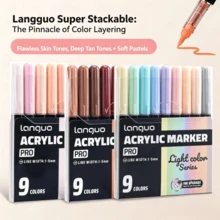 Bộ 9 bút vẽ màu acrylic Languo, 720 màu, đầu bút mềm có thể pha trộn, thích hợp cho vẽ tranh, thủ công DIY, dụng cụ mỹ thuật trường học, các lớp học nghệ thuật, mùa tựu trường và nhiều hơn nữa. - Nhiều màu - Xem 5