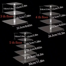 Round Acrylic Cake Display Stand, Multi-Tier Dessert Food Rack, Suitable For Wedding, Birthday Party Cake Stand, Cake Decoration, Cupcake Stand, Cake Decor, Cake Riser, Wedding Decor, Wedding Party Supplies, Wedding Decorations, Wedding Accessories, Wedding Cake Stand, Back To School - Clear - View 10