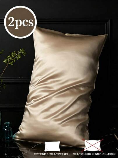 2pcs Luxury Silky Soft Pillowcase - Breathable Cooling, Solid Color With Envelope Closure - Machine Washable Bedding, Silk-Like Satin Pillowcase, Christmas Gift For Her, Valentine's Day Gift, Christmas Gift Filler, Personalized Gift