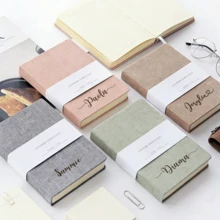 Personalized Linen Notebook Custom Name Initial Engraved Journal Gift Minimalist Elegant Fabric Cover Notebook Heat Transfer Printed Label Diary Planner Gift For Her Office School Use Aesthetic Neutral Color Notebook Birthday Gift Anniversary Gift Daily Writing Journal Custom Text Notebook - Cloth Notebook - View 2