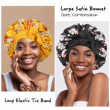 1/2 buah [Topi Tidur Satin Merah Muda] Topi Tidur Satin Merah Muda Lembut dan Mewah - Dengan Tali Serut yang Dapat Diatur dan Hiasan Pita, Desain Ruffle yang Nyaman Pas di Kepala, Melindungi Rambut | Topi Satin | Tekstur Satin Halus, Cocok untuk Pria dan Wanita - MultiWarna - View 6