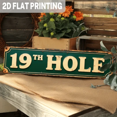 2D Flat Single Piece Vintage Metal Number 19 Plaque, Golf Theme, Suitable For Wall Hanging, Indoor/Outdoor Decor, Retro Style Wall Art, Applicable For Bar, Pub, Game Room, Man Cave, Decorative Signage, Size: 4x16 Inches