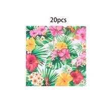 10pcs/20pcs/50pcs/80pcs Hawaiian Party Supplies, Flamingo & Palm Leaf Pattern Tropical Party Paper Tableware Set, Including 7/9 Inch Paper Plates, Paper Cups, 6.5 Inch Paper Napkins, Hawaiian Theme Birthday Party Decorations, Suitable For Summer Beach Pool Party For Men And Women - Multicolor - View 12