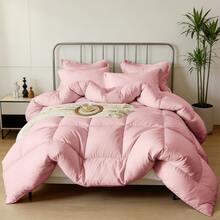 7pcs Or 5pcs Luxurious Checkered Comforter Sets For King Size, Featuring A Soft, Lightweight, And Breathable Design That Is Easy To Maintain. Includes A Comforter, Flat Sheet, Fitted Sheet, And Pillowcases. Suitable For Both Queen And King Beds - Hồng - Xem 2