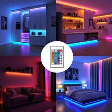 单条电池盒供电（标准电池）RGB LED灯带，采用3535 SMD LED，配备24键红外遥控器，可调光和变色，便携式室内外装饰照明，适用于房间、露营、派对等场合。 - Battery Box - 24 Key 3535 RGB - 查看 6