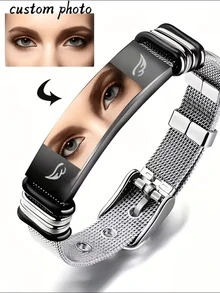 Vòng tay khắc laser hình ảnh cá nhân hóa Super City bằng thép không gỉ, quà tặng cho nam và nữ, trang trí cổ tay, quà tặng ngày Valentine. - Nhiều màu - Xem 5