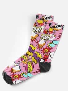 Cool 360° Printed Men's Socks, Pop Art, Funny Quirky Patterns, Colorful, Hip-Hop Street Style, High Definition Durable, Daily Holiday Party Fashion Gift Outfit - Pink - View 2