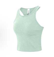 Lululemon Ebb To Street Cropped Racerback Tank | Seamless Ribbed Texture With Built-In Bra, Moisture-Wicking Stretch Studio-To-Street Essential - Mint Green - View 3