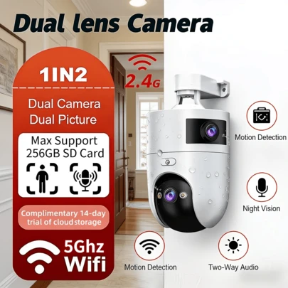 1296P Dual Lens Smart Camera Full-Color Night Vision Wireless WiFi Camera 1080P Full HD Indoor/Outdoor Dual-Use Two-Way Intercom Pan-Tilt Zoom 2.4G Wi-Fi Smart Home Security Motion Tracking Elderly & Pet Monitoring Home Security Camera Outdoor Surveillance Security Camera Wireless WiFi Camera Office Intercom Indoor Camera Video Surveillance Home Security Camera WiFi Camera CCTV Camera