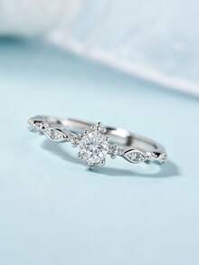 1 chiếc nhẫn bạc S925 đính đá Cubic Zirconia hình ngôi sao, trang sức thanh lịch và sang trọng để đeo hàng ngày, nhẫn đính hôn/cưới chất lượng cao dành cho nữ. - Bạc - Xem 4