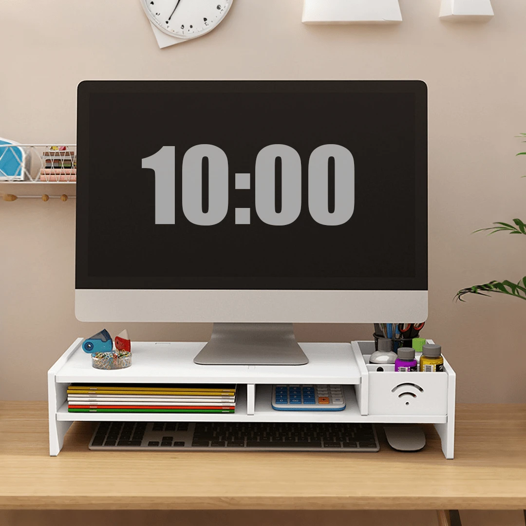 1pc Multifunctional Desktop Organizer Rack, Drawer Type Computer Monitor Riser Stand - A - View 1