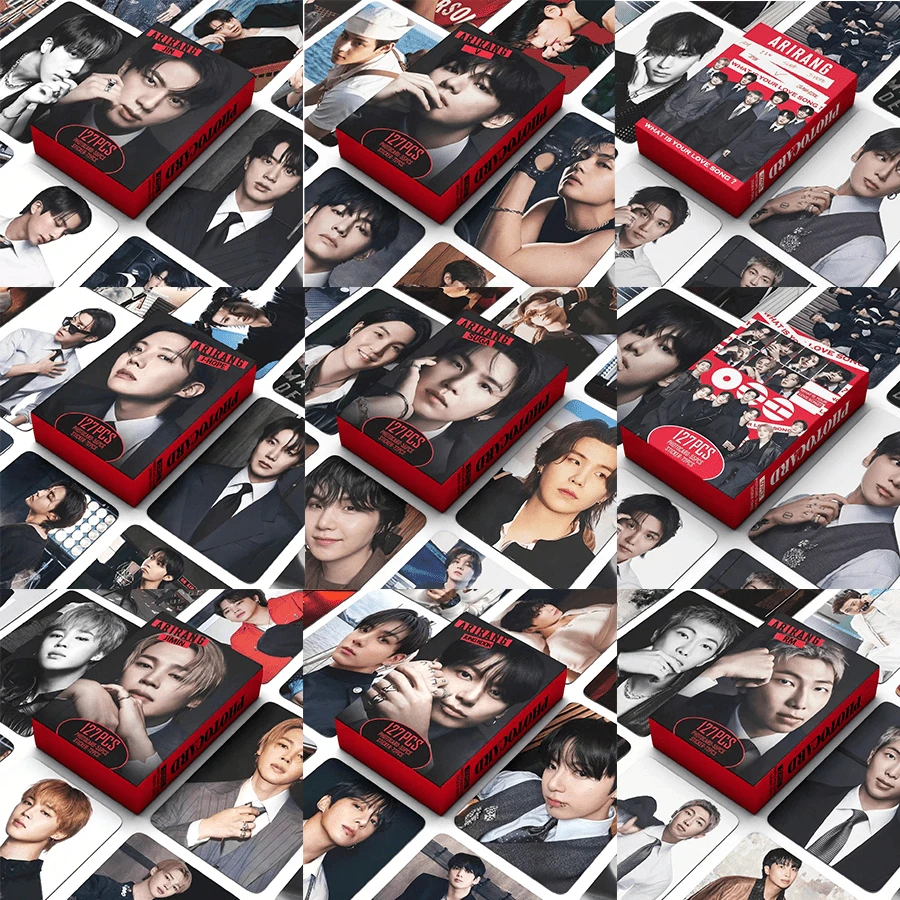 JIMIN V J-HOPE RM JIN 徽章别针 - 可爱铁皮别针，可别在背包/衣服上，情人节礼物，收藏卡，支持流行音乐组合的小礼物，新款收藏卡，卡片展示收藏，流行音乐周边，盒装装饰卡 - 彩色 - 查看 1