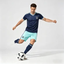 2026 World Cup ,2-Piece Set Of German Football Jerseys, Adult And Youth Sportswear, Sportswear, Men's Summer Clothing, T-Shirt Set, Suitable For Football, Badminton, Basketball, Cycling, Blue, Sportswear - 無號 - 查看 3