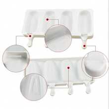 Molde de silicona de 4 cavidades para helados caseros, molde para paletas de hielo, bandeja de cubitos de hielo, regalos para el Día de la Madre, artículos para mamá, suministros de repostería - Multicolor - Ver 5