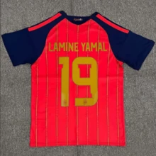 [48-Hour Shipping] Spain National Team 2026-2027 Season Home Red And Gold Striped Short-Sleeve Football Jersey With Multiple Player Numbers 2 / 8 / 10 / 19 / 20 - 2號 - 查看 8