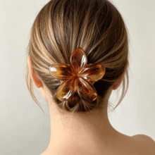 3 Stücke minimalistische Leoparden-Muster Karamell-Acryl Blumen Haarklammern, elegante vielseitige Haarstyling-Accessoires für tägliches Tragen, Sommeroutfits, Haarklemmen, Reisen, Geburtstag - Verschiedenfarbig - Übersicht 3