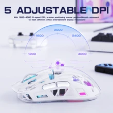 ATTACK SHARK A2 Transparent Wireless Gaming Mouse,Dual Mode BT 5.0/2.4G PC Gaming Mice,PixArt 3212 5 Adjustable DPI,Rechargeable Silent Mouse With Digital Screen,RGB Backlight Mouse - View 7