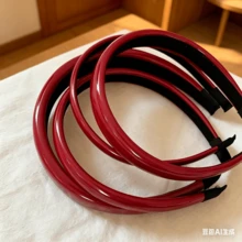 新款红色和酒红色皮革发带，宽度可选1-3厘米，简约优雅百搭，适合女性日常佩戴 - 紅色 - 查看 4
