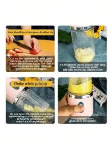 LEVIATECH 1pc Portable Mini Rechargeable Juicer Cup, Multi-Function Juice Blender, Shake Cup - Double Cup - View 8