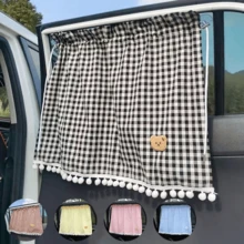 1 Set Karomuster Seitenfenster Sonnenschutz. Atmungsaktives Gewebe blockiert UV und Hitze, erhöht Privatsphäre. Einfache Hakenmontage, passt für die meisten Fahrzeuge, praktische Sommer Auto Dekoration. - Mehrfarbig - Übersicht 12