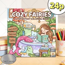 Sách tô màu COZY FAIRIES dành cho người lớn và trẻ em, màu sắc tươi tắn và dễ tô, thiết kế tối giản khổ lớn giúp bạn thư giãn, bao gồm các họa tiết dễ thương và thoải mái (màu sắc tươi tắn và dễ tô), quà tặng Ngày của Mẹ, đồ dùng học tập cho năm học mới. - TIÊN NỮ ẤM ÁP - Xem 3
