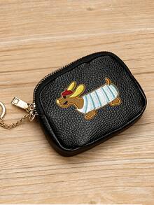 2025新款可爱腊肠犬刺绣零钱包，迷你零钱包，耳机盒，钥匙扣钱包（女士款） - 彩色 - 查看 2