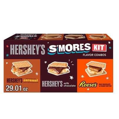 HERSHEY'S &  S'mores Flavor Combos Kit 29.01 Oz – Complete S'mores Set With Chocolate, Peanut Butter Cups & Marshmallows For Campfires, Desserts & Parties