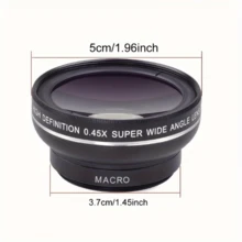0.45X Super Wide Angle Macro Lens Kit, Optical Zoom Function, Suitable For Smartphones, HD Wide Angle Lenses And Portable DSLR Cameras, Universal Compatibility - A - 查看 3
