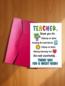 1 Thiệp Cảm ơn Thầy cô kích thước 4.72*6.69 inch kèm phong bì, Thiệp Cảm ơn Thầy cô độc đáo và thiết thực, Phong cách tối giản - A - Xem 12
