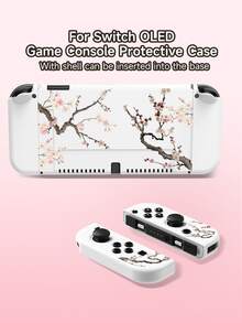 一套中国风花卉图案游戏机配件，兼容Switch2 (2025)/Switch NS/Switch OLED游戏机，包含保护壳/手柄套/收纳袋，TPU软壳材质，时尚实用，带便携支架，防震、防刮、防污，浪漫礼物 - 彩色 - 查看 12